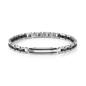 STRONG DIAMOND BRACELET 028325/009 STAINLESS STEEL CHAIN WITH BLACK PVD & DIAMONDS