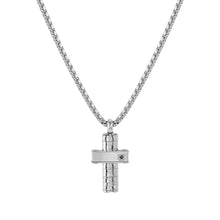 Load image into Gallery viewer, STRONG DIAMOND NECKLACE 028328/036 STAINLESS STEEL CROSS &amp; BLACK DIAMOND
