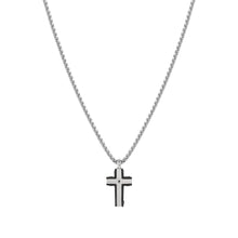 Load image into Gallery viewer, STRONG DIAMOND NECKLACE 028329/007 BLACK DIAMONDS &amp; BLACK PVD CROSS
