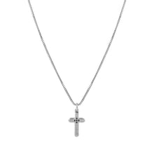 Load image into Gallery viewer, STRONG DIAMOND NECKLACE 028331/007 STAINLESS STEEL CROSS &amp; BLACK DIAMONDS
