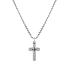 Load image into Gallery viewer, STRONG DIAMOND NECKLACE 028331/007 STAINLESS STEEL CROSS &amp; BLACK DIAMONDS
