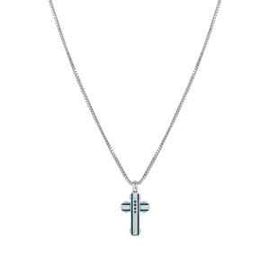 STRONG DIAMOND NECKLACE 028332/030 SAPPHIRES & BLUE PVD CROSS