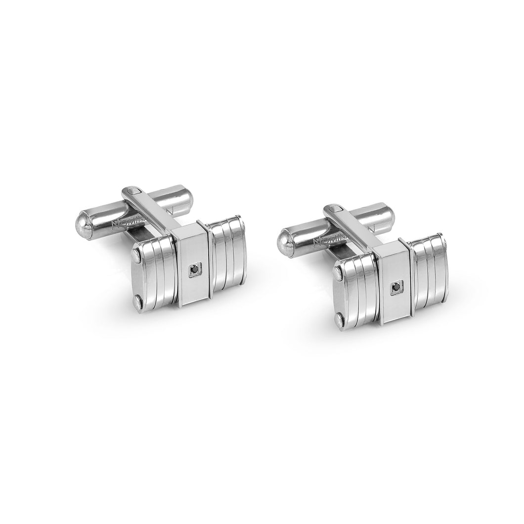 STRONG DIAMOND CUFFLINKS 028333/036 STAINLESS STEEL & BLACK DIAMOND