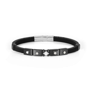 CITY BRACELET 028812/014 SILVER & BLACK WIND ROSE