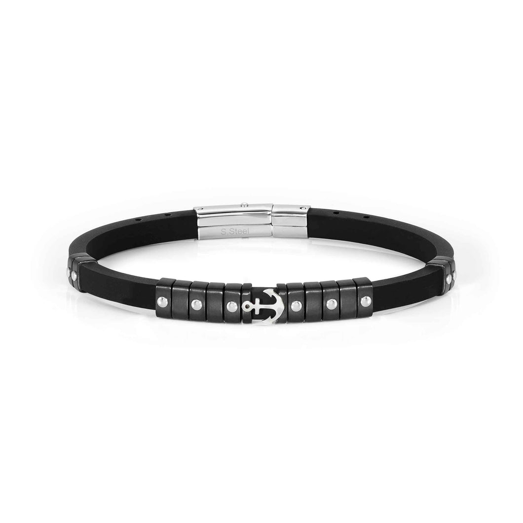 CITY BRACELET 028814/002 SILVER & BLACK ANCHOR