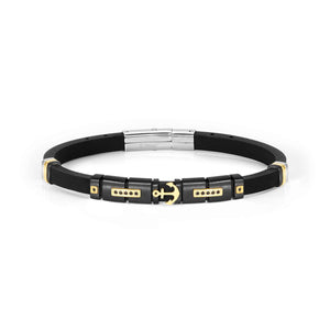 CITY BRACELET 028817/002 GOLD ANCHOR & BLACK CZ