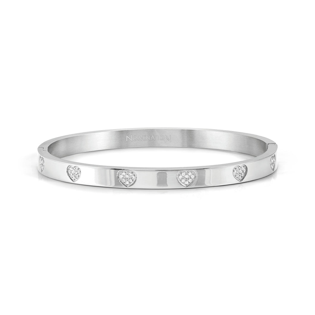 PRETTY BANGLES 029503/04/004 SOLID SILVER HEARTS WITH CZ