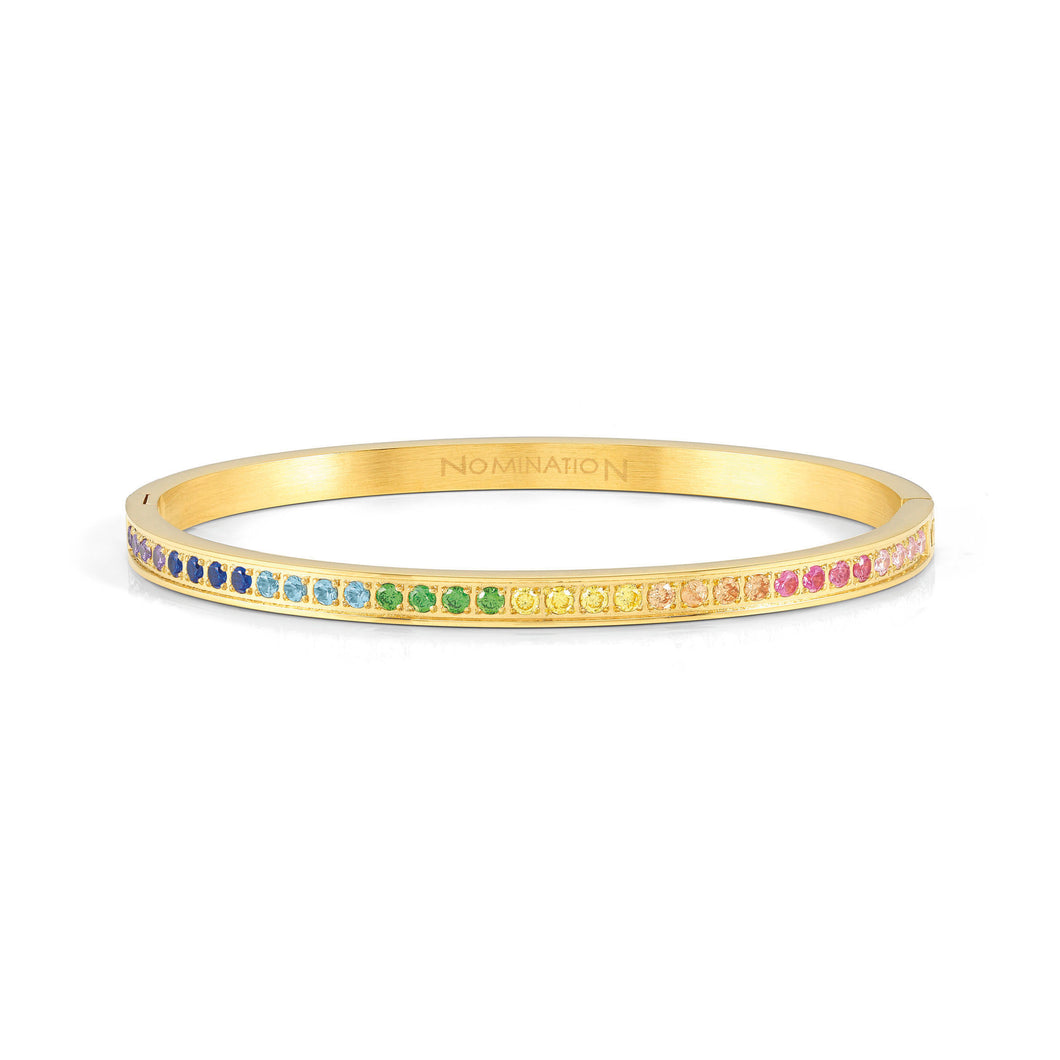 PRETTY BANGLES 029505/06/024 GOLD WITH RAINBOW CZ