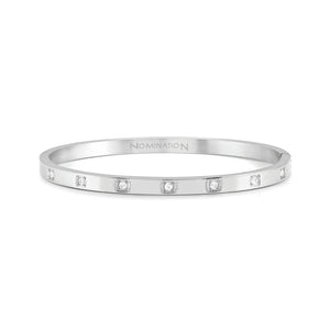 PRETTY BANGLES 029507/001 THICK SILVER WITH WHITE CZ