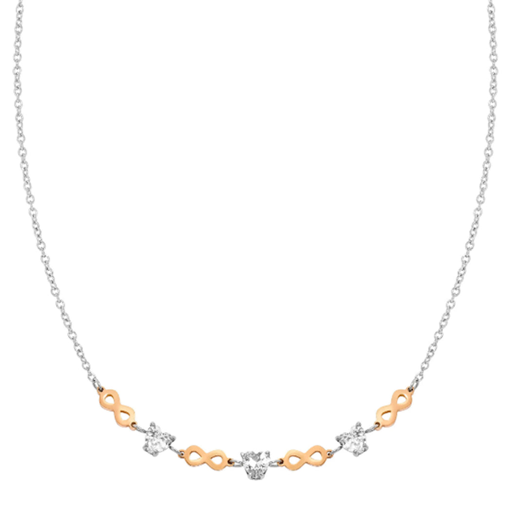 PRINCIPESSINA NECKLACE 029601/024 ROSE GOLD INFINITY WITH CZ HEARTS