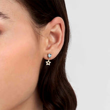 Load image into Gallery viewer, PRINCIPESSINA EARRINGS 029603/023 ROSE GOLD STAR WITH BLUE CZ HEARTS
