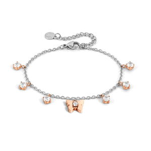 MYSOPHIE BRACELET 029904/010 ROSE GOLD BUTTERFLY & CZ PENDANTS