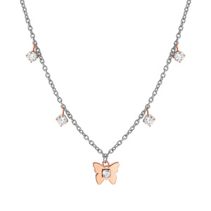 MYSOPHIE NECKLACE 029905/010 ROSE GOLD BUTTERFLY & CZ PENDANTS