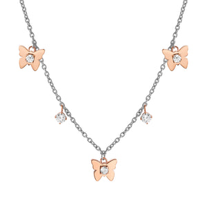 MYSOPHIE NECKLACE 029906/010 ROSE GOLD BUTTERFLY CZ PENDANTS