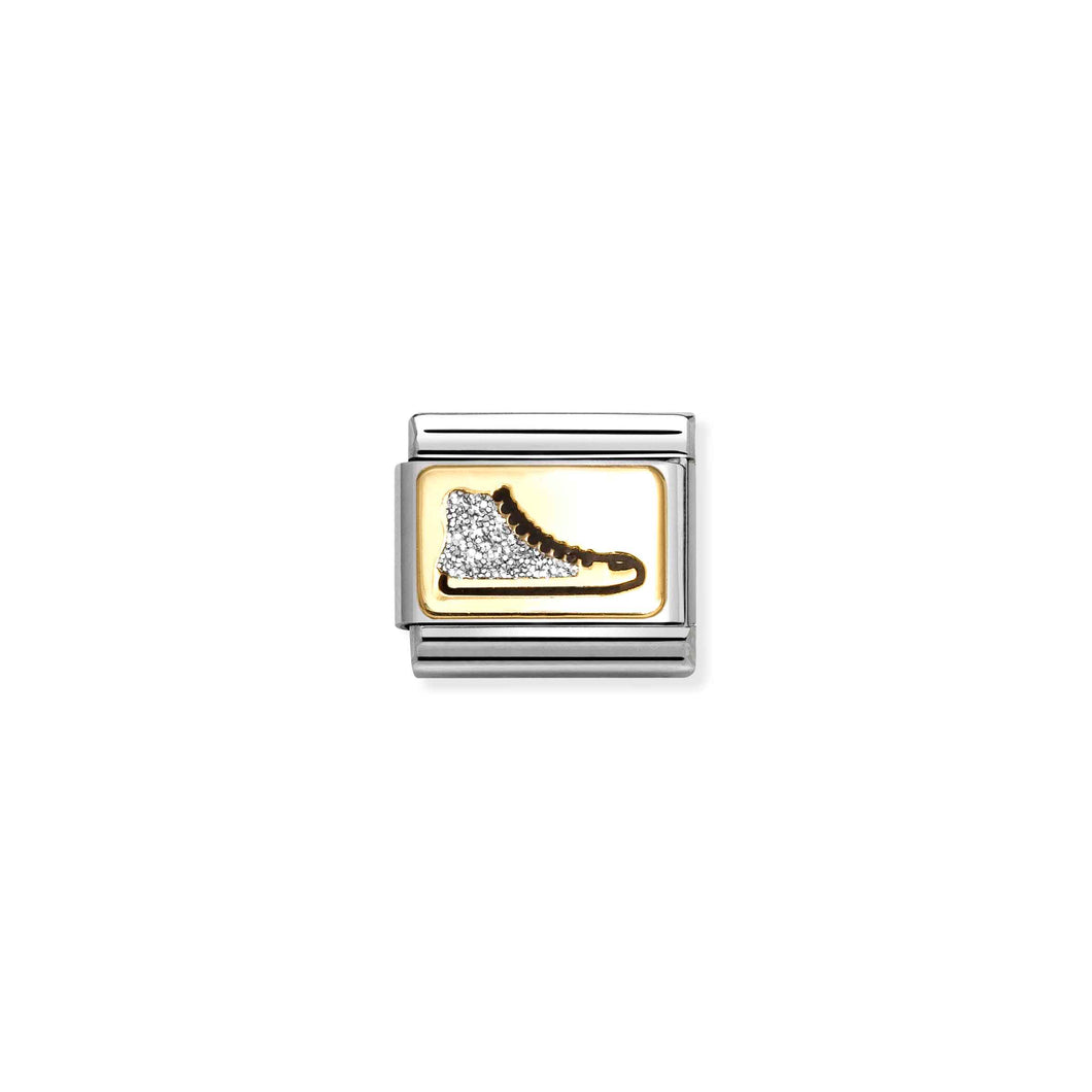 COMPOSABLE CLASSIC LINK 030224/05 SNEAKER IN 18K GOLD & SILVER GLITTER ENAMEL