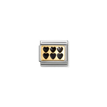 Load image into Gallery viewer, COMPOSABLE CLASSIC LINK 030284/67 BLACK ENAMEL HEARTS ON 18K GOLD
