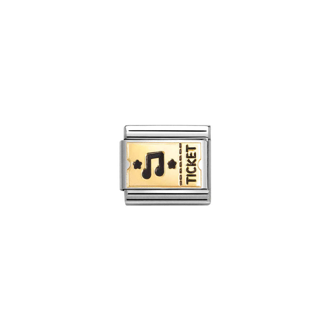 COMPOSABLE CLASSIC LINK 030284/61 MUSIC TICKET IN 18K GOLD AND ENAMEL