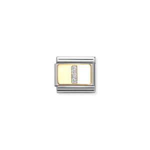 COMPOSABLE CLASSIC LINK 030291/09 SILVER LETTER I IN 18K GOLD & GLITTER ENAMEL