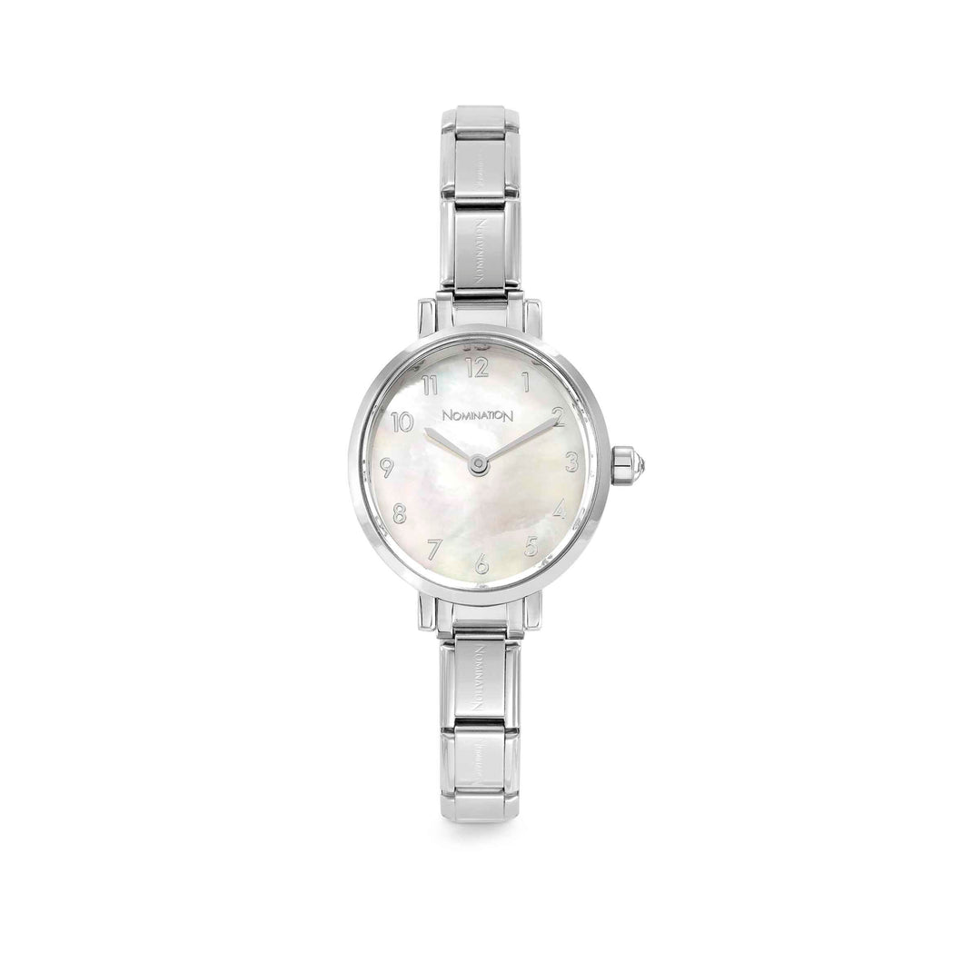 WATCH 076038/008 STAINLESS STEEL OVAL WHITE MOTHER OF PEARL DIAL