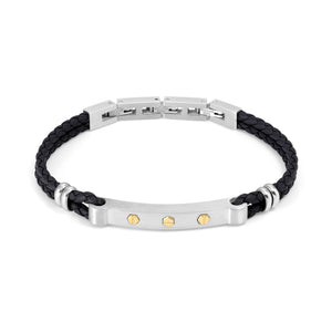 MANVISION BRACELET 133003/001 BLACK VEGAN LEATHER WITH GOLD SCREW