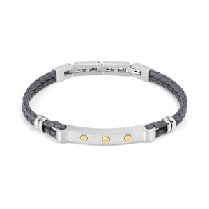 MANVISION BRACELET 133003/051 GREY VEGAN LEATHER WITH GOLD SCREW