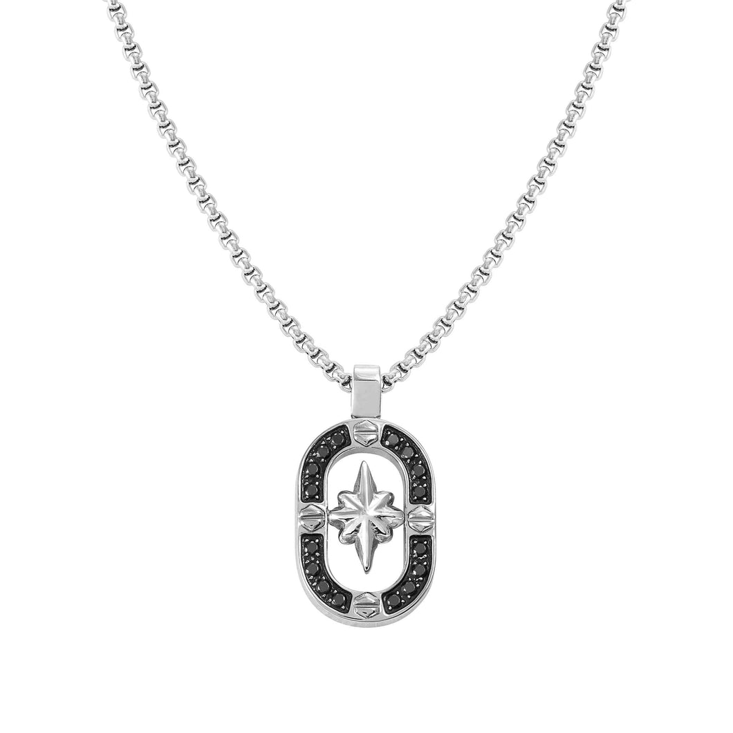 MANVISION NECKLACE 133014/014 WIND ROSE BLACK CZ