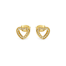 Load image into Gallery viewer, SOFFIO D&#39;AMORE EARRINGS 134008/022 GOLD HEART WITH CZ
