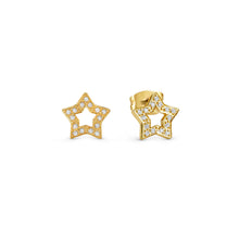 Load image into Gallery viewer, SOFFIO D&#39;AMORE EARRINGS 134008/023 GOLD STAR WITH CZ
