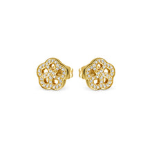 Load image into Gallery viewer, SOFFIO D&#39;AMORE EARRINGS 134008/059 GOLD FLOWER WITH CZ
