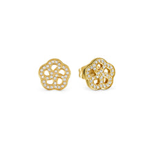 Load image into Gallery viewer, SOFFIO D&#39;AMORE EARRINGS 134008/059 GOLD FLOWER WITH CZ
