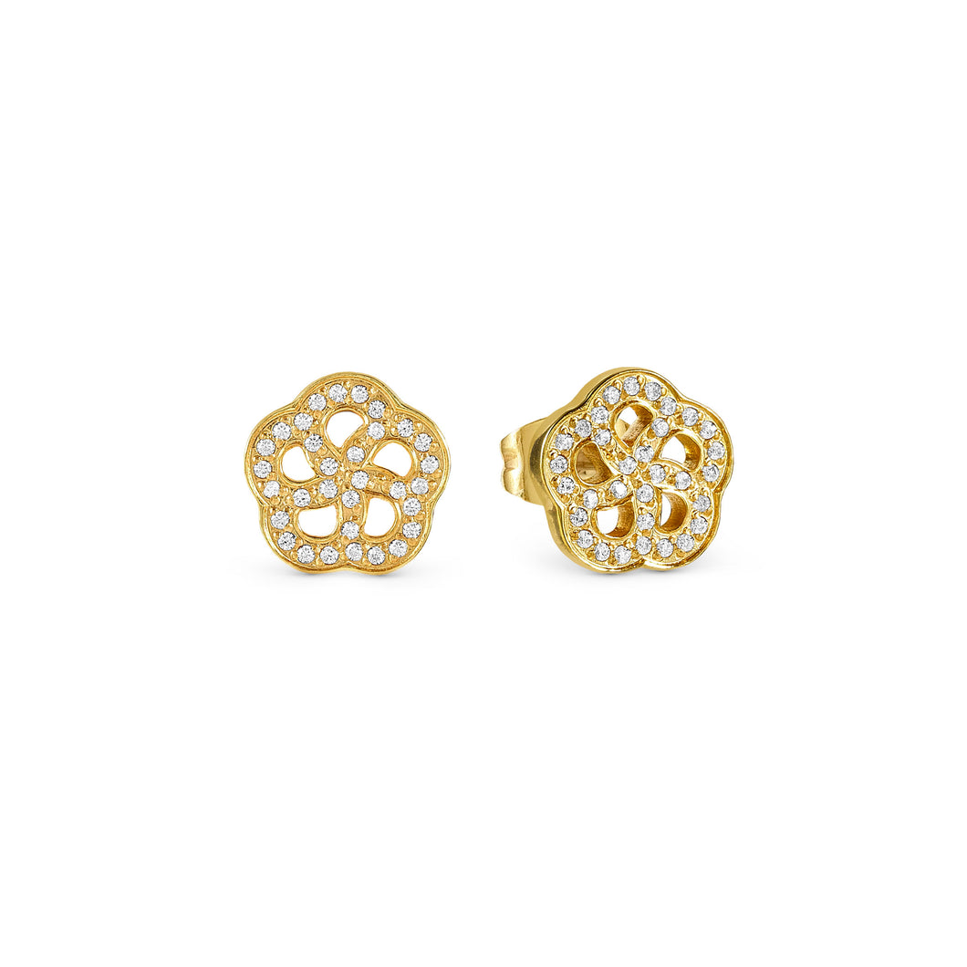 SOFFIO D'AMORE EARRINGS 134008/059 GOLD FLOWER WITH CZ