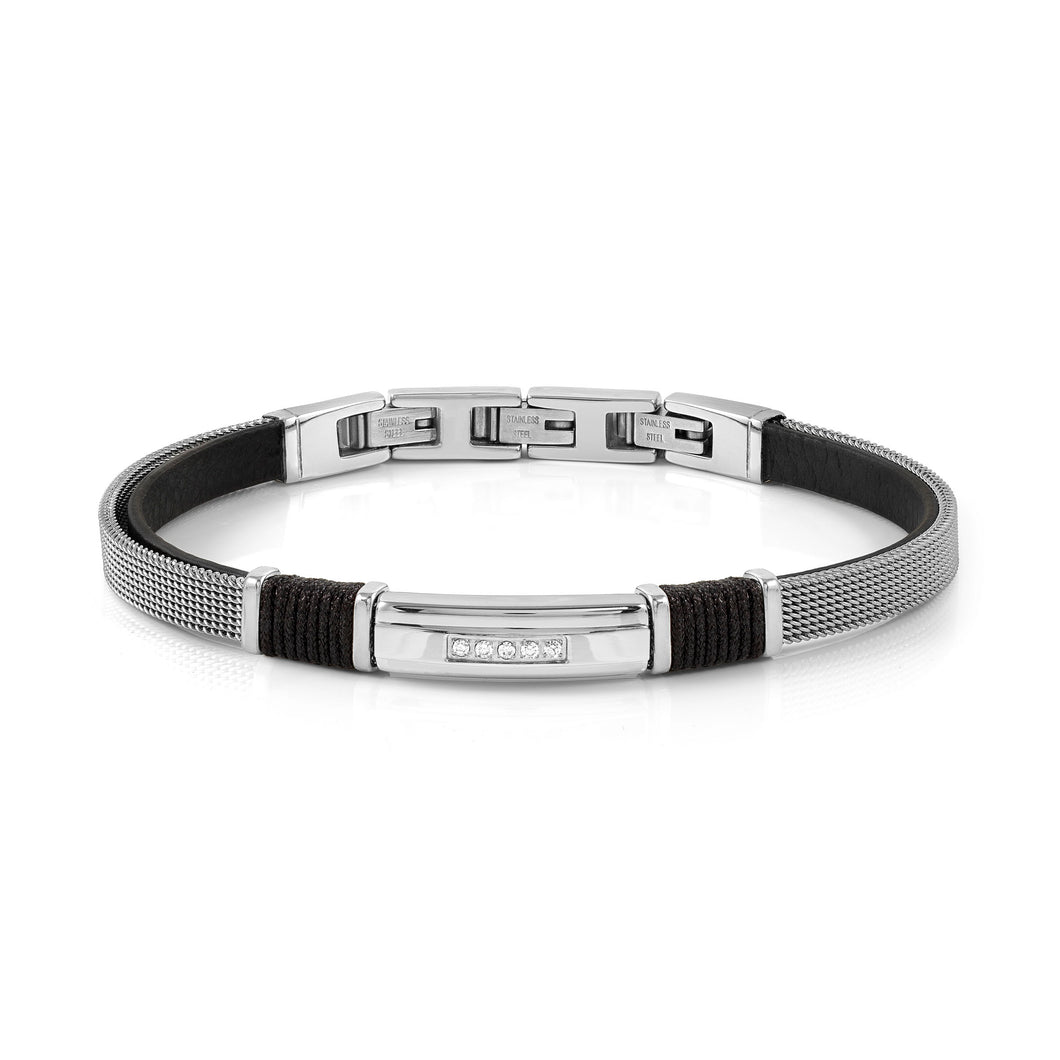 #SEALOVER BRACELET 135008/001 MILANO MESH & ECO-LEATHER STRAP WITH CZ