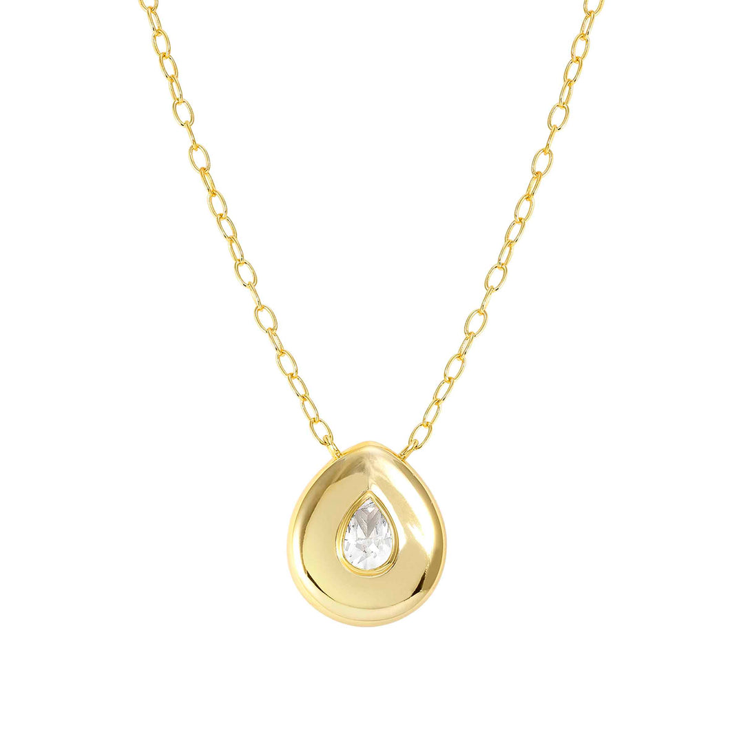 DOMINA NECKLACE GOLD WITH TEAR DROP PENDANT CZ 240402/015