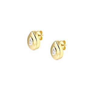 DOMINA STUD EARRINGS GOLD WITH CZ TEAR DROP 240403/015