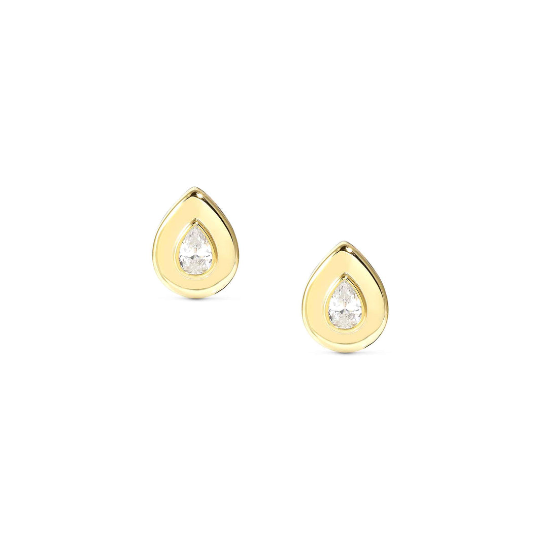 DOMINA STUD EARRINGS GOLD WITH CZ TEAR DROP 240403/015