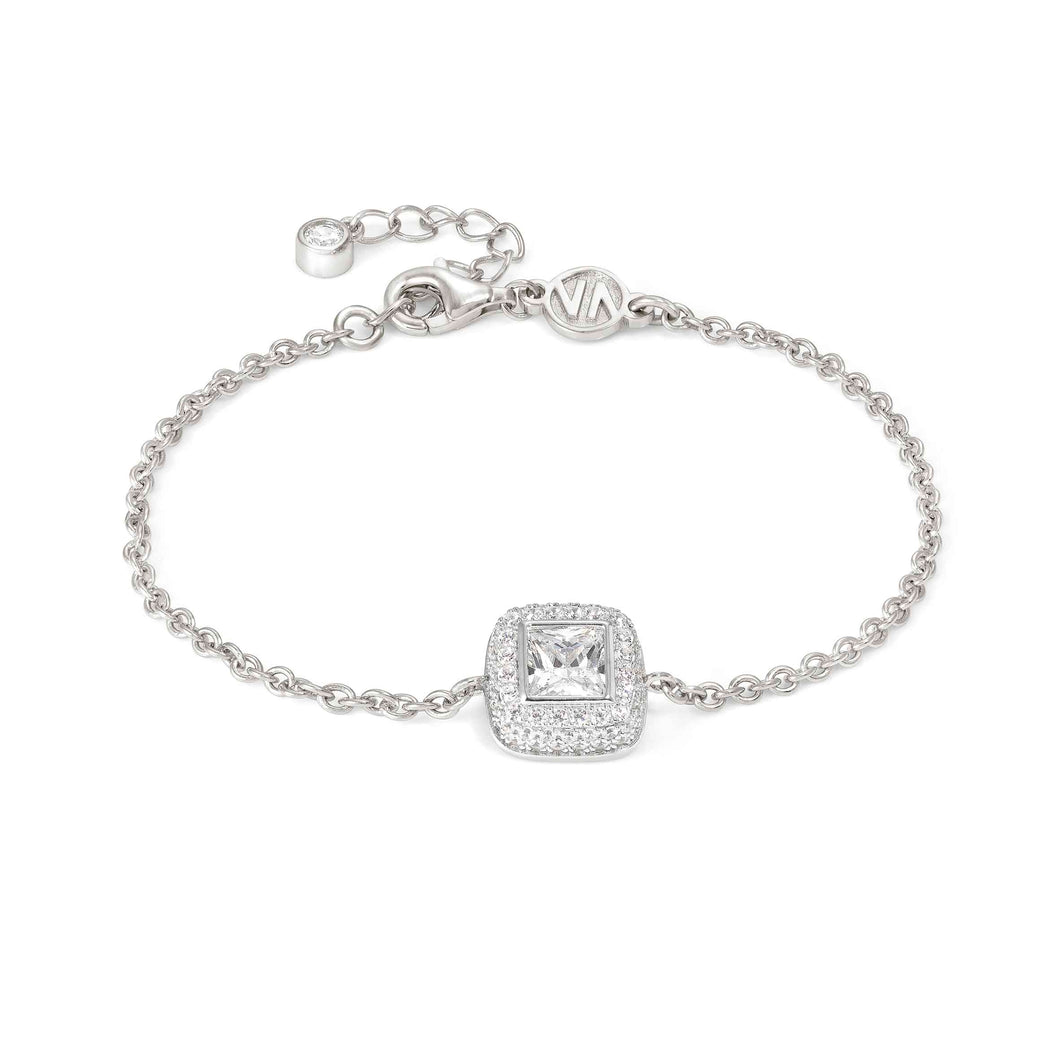 DOMINA BRACELET SILVER WHITE WITH PAVÉ CZ SQUARE 240405/036