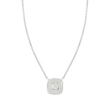 Load image into Gallery viewer, DOMINA NECKLACE SILVER WITH WHITE PAVÉ CZ SQUARE PENDANT 240406/036
