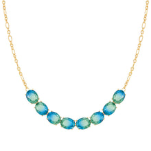 Load image into Gallery viewer, SYMBIOSI NECKLACE 240804/026 GOLD WITH BLUE AND GREEN TWO-TONE STONES
