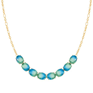 SYMBIOSI NECKLACE 240804/026 GOLD WITH BLUE AND GREEN TWO-TONE STONES