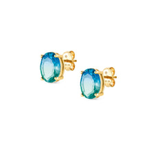 Load image into Gallery viewer, SYMBIOSI EARRINGS 240806/026 GOLD WITH BLUE AND GREEN TWO-TONE STONES
