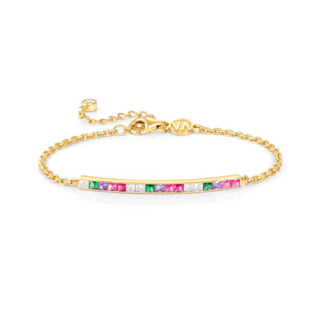 CARISMATICA BRACELET 240909/005 GOLD BAR WITH COLOURFUL CZ