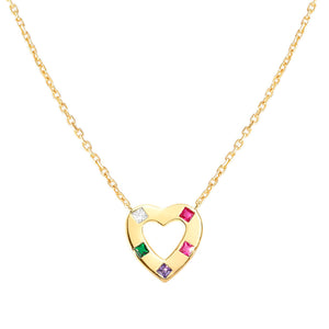 CARISMATICA NECKLACE 240911/021 GOLD HEART WITH COLOURFUL CZ