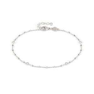 ANKLET 241001/062 SILVER CHAIN WITH ROUND CZ