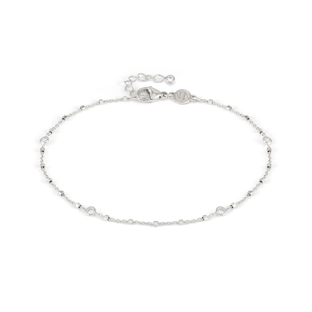 ANKLET 241001/062 SILVER CHAIN WITH ROUND CZ