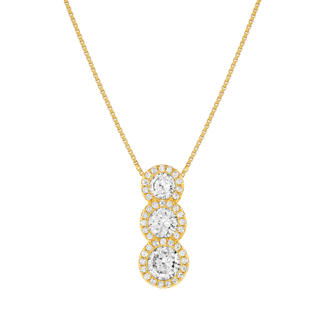 SEIDIVINA NECKLACE 241403/012 GOLD TRIPLE CZ PENDANT