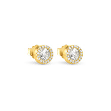 Load image into Gallery viewer, SEIDIVINA EARRINGS 241404/012 GOLD WITH WHITE CZ CIRCLE STUD
