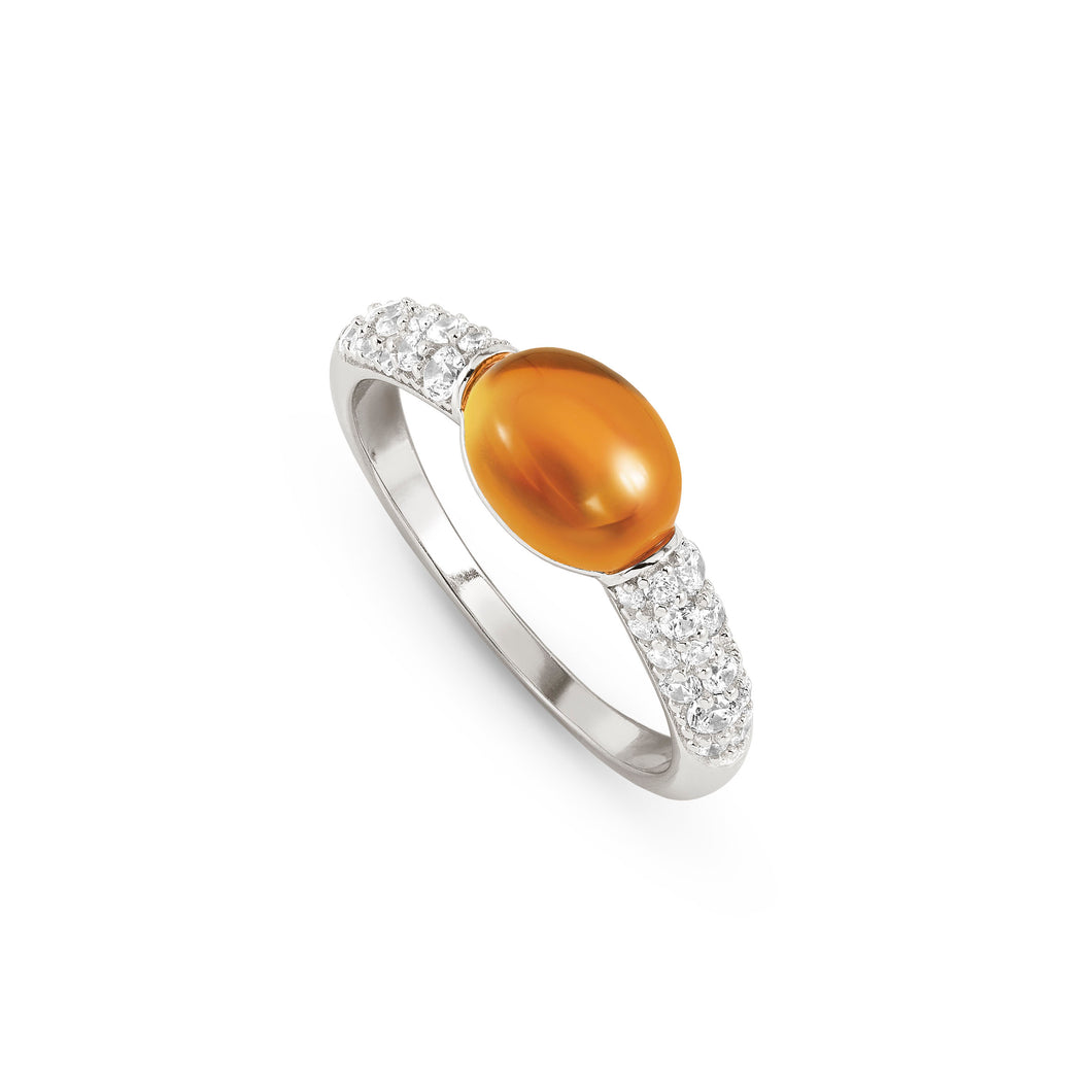 MYRADIANCE RING 241500/040 AMBER STONE WITH CZ