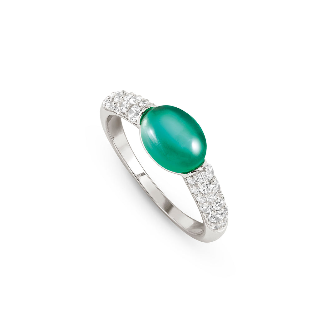 MYRADIANCE RING 241500/041 GREEN STONE WITH CZ