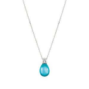 MYRADIANCE NECKLACE 241503/042 BLUE PENDANT WITH CZ