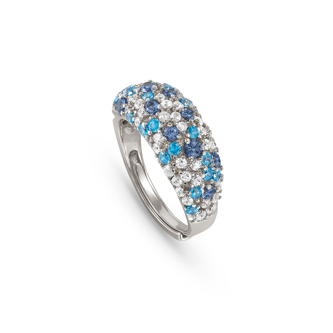 MOSAICA MEDIUM RING 241600/010 SILVER WITH WHITE & BLUE CZ